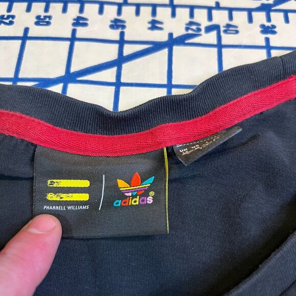 Adidas x Pharrell Williams Human Race T-Shirt Japanese Text Black Trefoil Sz M - Picture 5 of 7